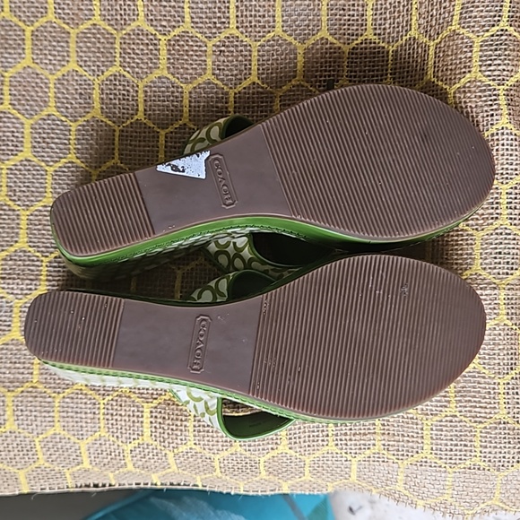 Coach Signature Print Felicia Green Platform Wedges - Picture 7 of 8